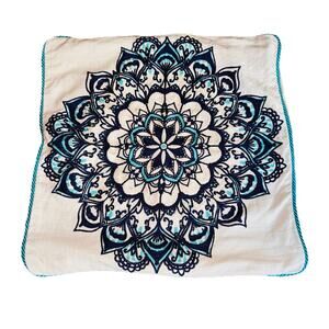 Kim Seybert Mandala Embroidered Cotton Pillow Cover Sham 19 Inches Made In India